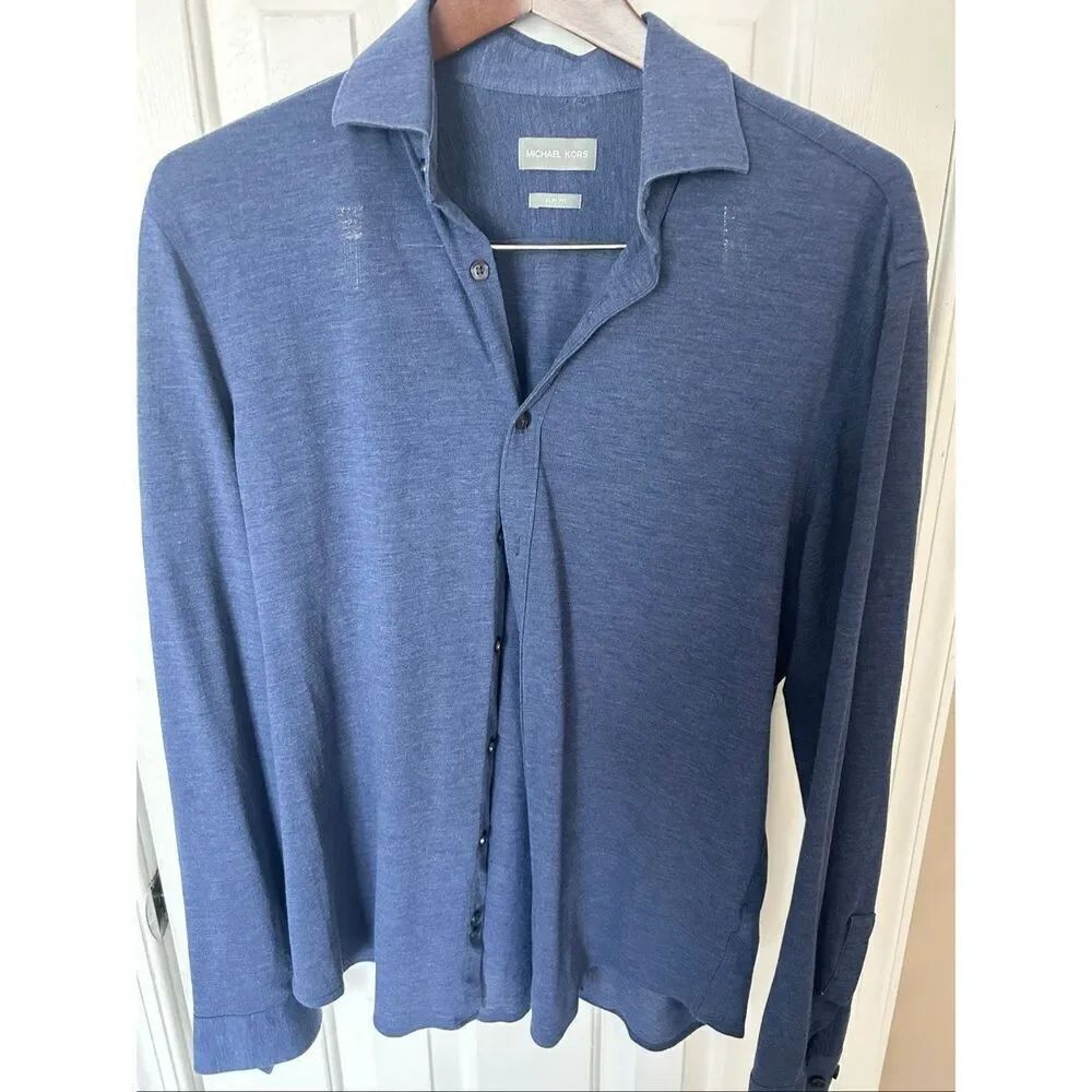 Michael Kors blue collar shirt long sleeve light size men’s medium button down